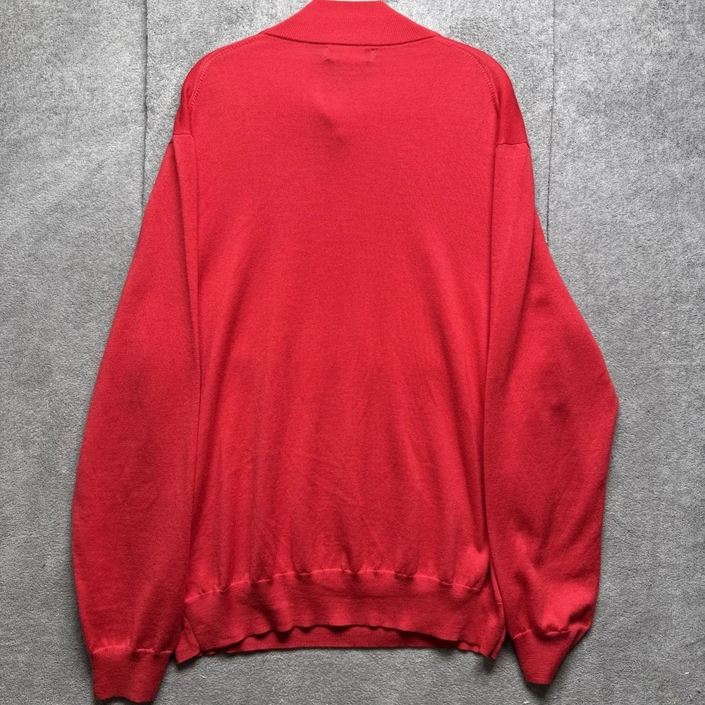 polo golf ralph lauren Henley Sweater Mens XXL Red Merino Wool‎ Embroidered Logo